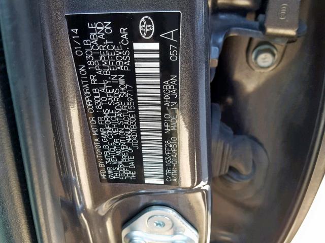 JTDKDTB30E1559717 - 2014 TOYOTA PRIUS C GRAY photo 10