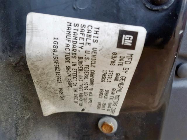 1G8AJ55F56Z187763 - 2006 SATURN ION LEVEL BURGUNDY photo 10