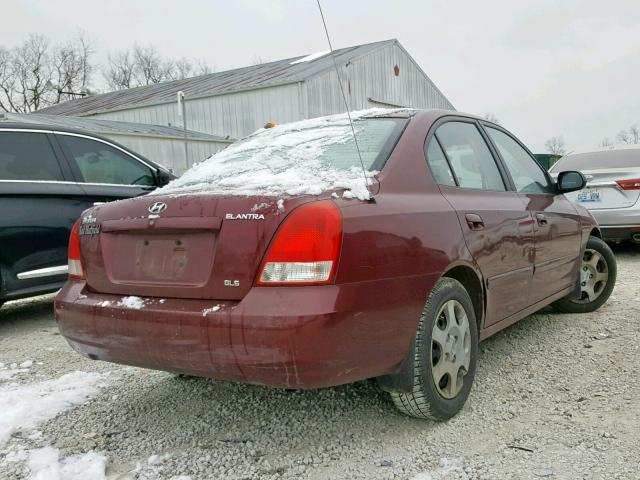 KMHDN45D11U191262 - 2001 HYUNDAI ELANTRA GL MAROON photo 4