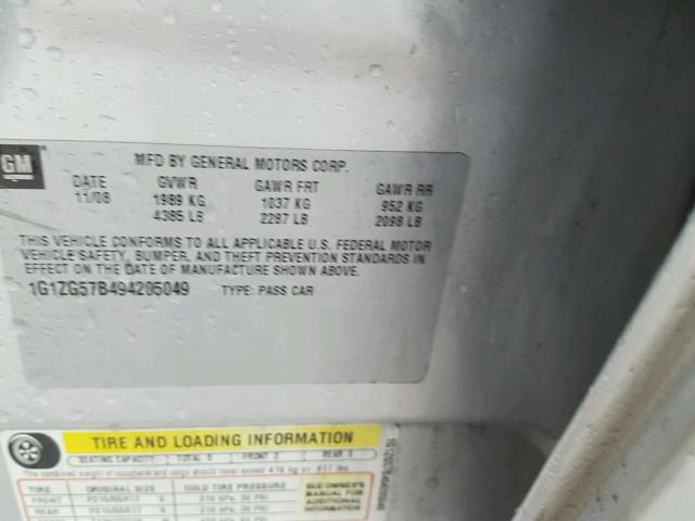 1G1ZG57B494205049 - 2009 CHEVROLET MALIBU LS 银色 照片 10