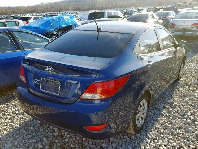 KMHCT4AE7GU052228 - 2016 HYUNDAI ACCENT SE BLUE photo 4