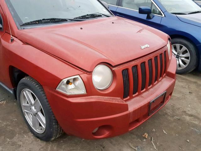 1J8FT47W37D365416 - 2007 JEEP COMPASS RED photo 9