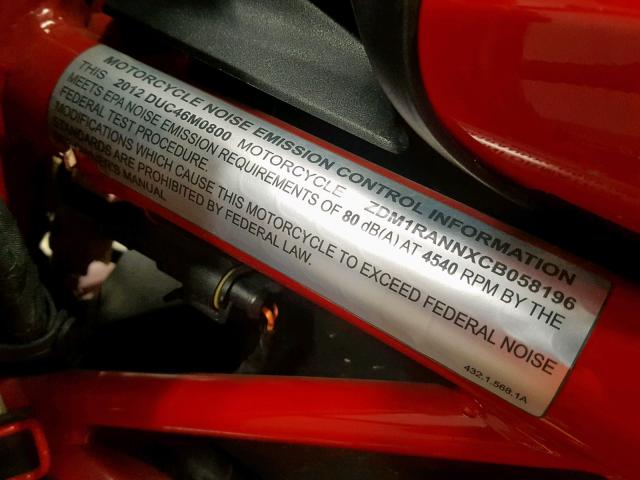 ZDM1RANNXCB058196 - 2012 DUCATI MONSTER 79 RED photo 20