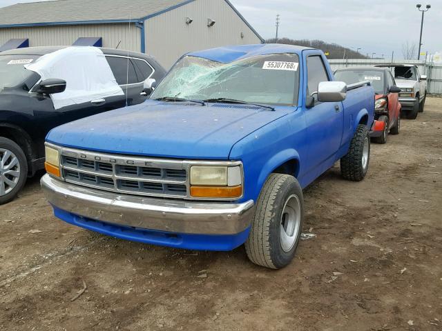 1B7FL26Y1NS580400 - 1992 DODGE DAKOTA BLUE photo 2