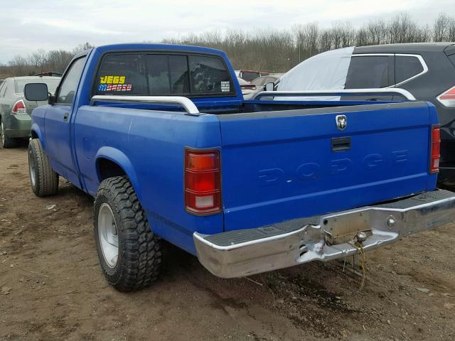 1B7FL26Y1NS580400 - 1992 DODGE DAKOTA BLUE photo 3