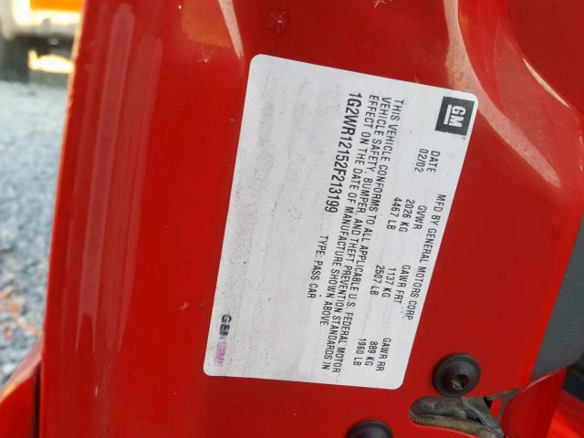 1G2WR12152F213199 - 2002 PONTIAC GRAND PRIX RED photo 10
