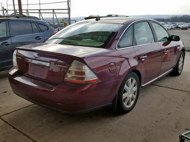 1FAHP25W38G118558 - 2008 FORD TAURUS LIM BURGUNDY photo 4