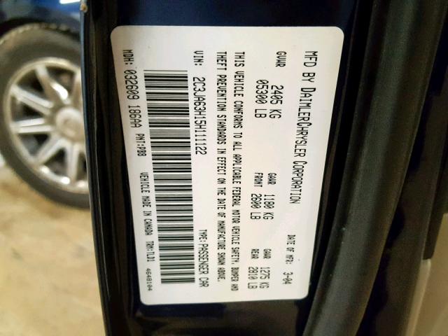 2C3JA63H15H111122 - 2005 CHRYSLER 300C BLUE photo 10