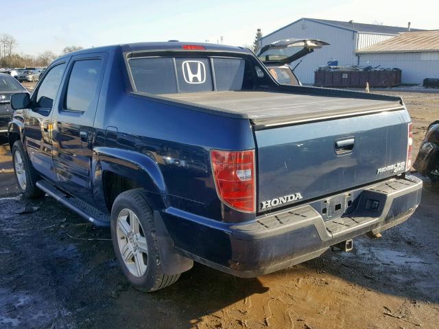 5FPYK1F52AB013929 - 2010 HONDA RIDGELINE BLUE photo 3