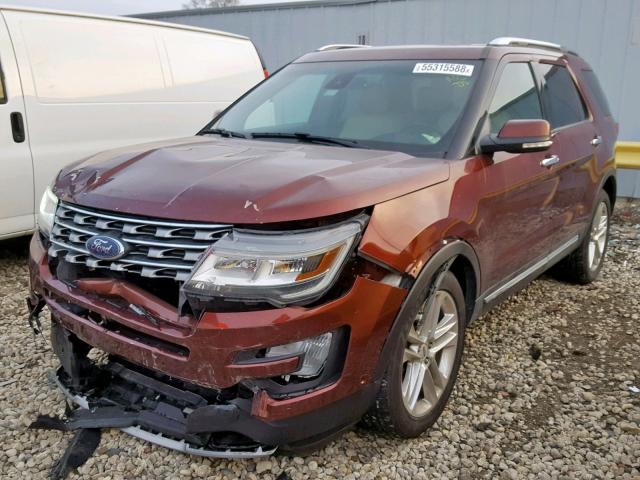 1FM5K8F87GGC83456 - 2016 FORD EXPLORER L MAROON photo 2