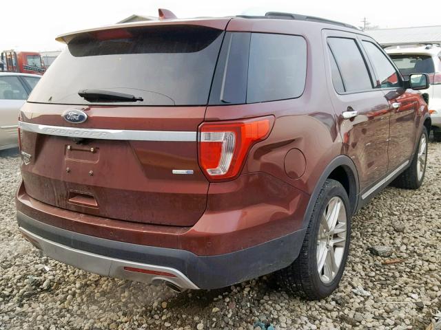 1FM5K8F87GGC83456 - 2016 FORD EXPLORER L MAROON photo 4