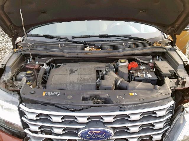 1FM5K8F87GGC83456 - 2016 FORD EXPLORER L MAROON photo 7