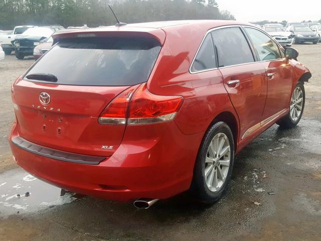 4T3ZA3BB6CU061275 - 2012 TOYOTA VENZA LE RED photo 4