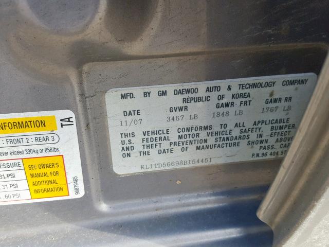 KL1TD56698B154451 - 2008 CHEVROLET AVEO BASE Boz foto 10