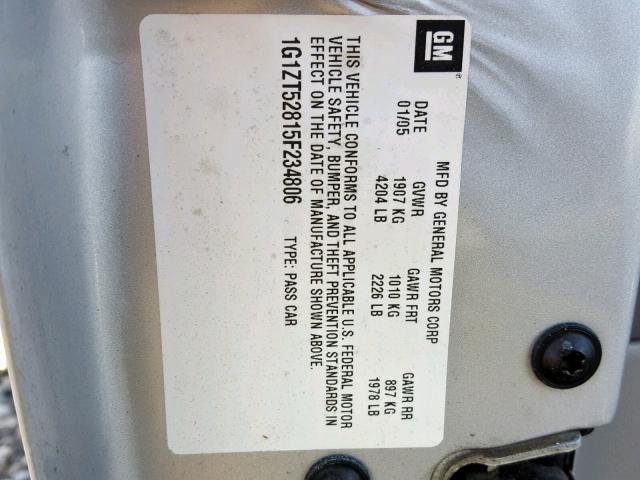 1G1ZT52815F234806 - 2005 CHEVROLET MALIBU LS SILVER photo 10