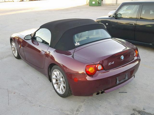 4USBT33403LS44244 - 2003 BMW Z4 2.5 PURPLE photo 3