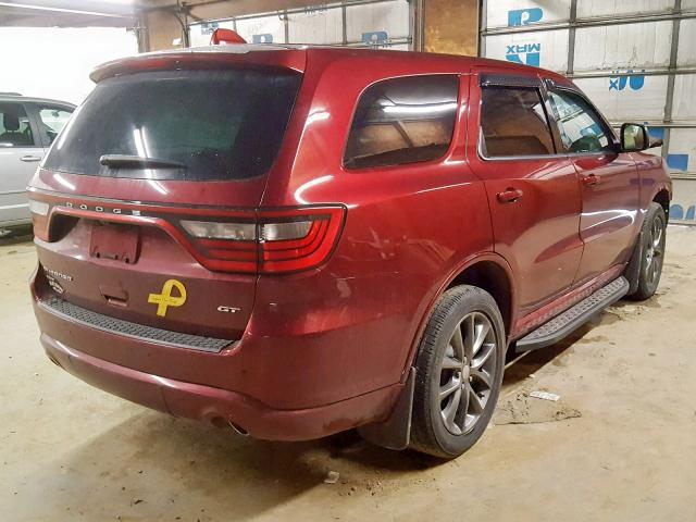 1C4RDJDG3HC878766 - 2017 DODGE DURANGO GT BURGUNDY photo 4