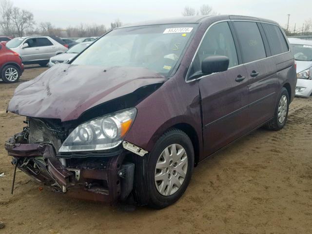 5FNRL38297B026274 - 2007 HONDA ODYSSEY LX MAROON photo 2