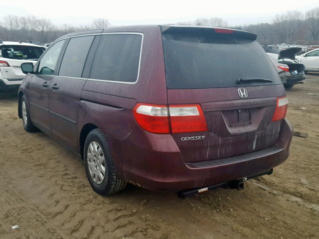 5FNRL38297B026274 - 2007 HONDA ODYSSEY LX MAROON photo 3