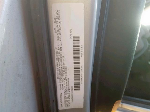 4S4BP61C057393850 - 2005 SUBARU LEGACY OUT SILVER photo 10