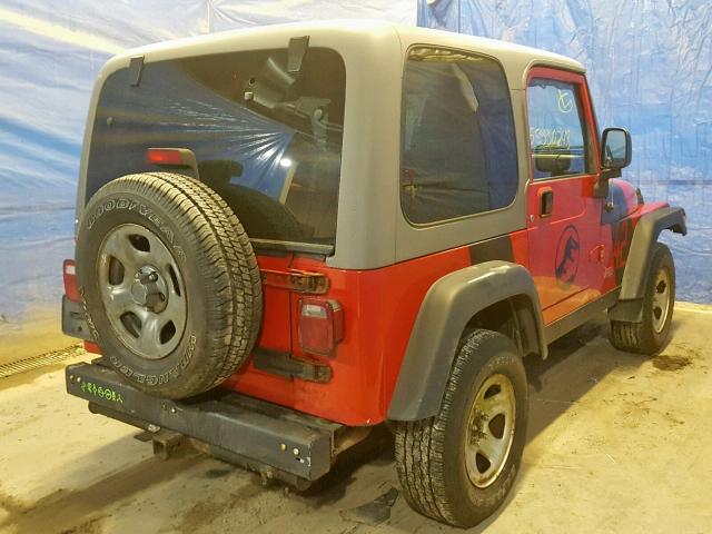 1J4FA69S04P799607 - 2004 JEEP WRANGLER / RED photo 4