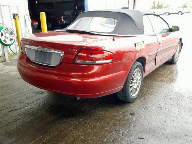 1C3EL55R34N124522 - 2004 CHRYSLER SEBRING LX RED photo 4