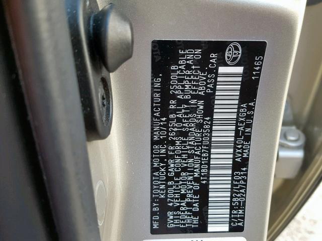 4T1BD1EB7FU035824 - 2015 TOYOTA AVALON HYB GOLD photo 10