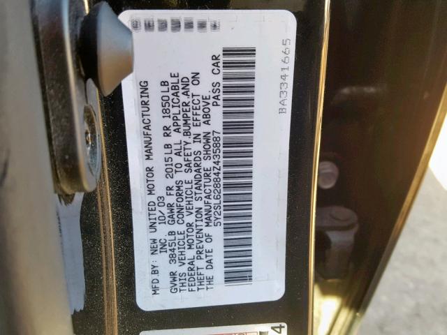 5Y2SL62884Z435887 - 2004 PONTIAC VIBE BLACK photo 10