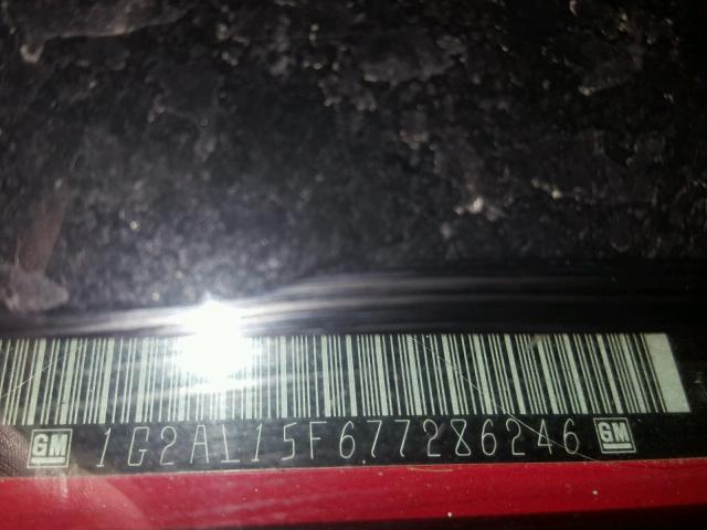 1G2AL15F677286246 - 2007 PONTIAC G5 RED photo 10