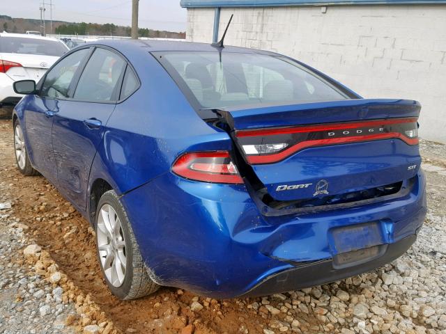 1C3CDFBA8DD127561 - 2013 DODGE DART SXT BLUE photo 3