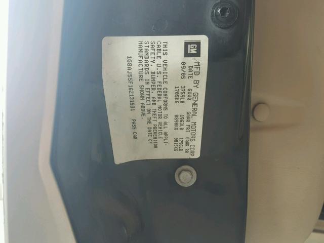 1G8AJ55F16Z131531 - 2006 SATURN ION LEVEL GOLD photo 10