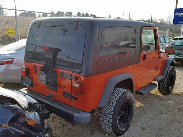 1J4FA44S35P347096 - 2005 JEEP WRANGLER / ORANGE photo 4