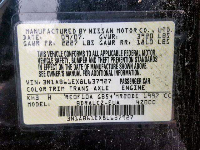 3N1AB61EX8L637927 - 2008 NISSAN SENTRA 2.0 GRAY photo 10