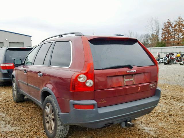 YV1CZ91H741049069 - 2004 VOLVO XC90 T6 BURGUNDY photo 3