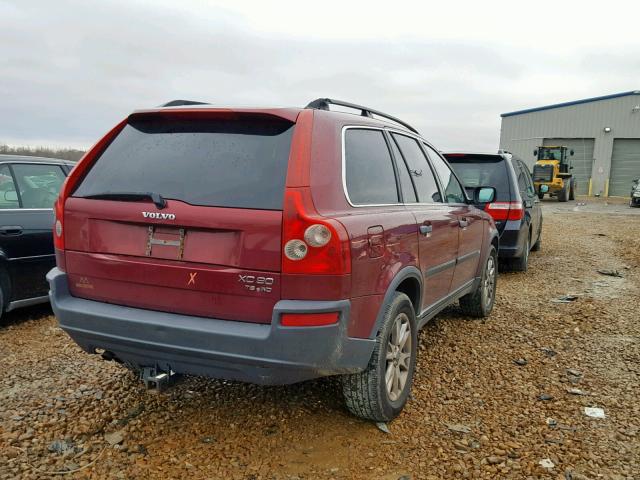 YV1CZ91H741049069 - 2004 VOLVO XC90 T6 BURGUNDY photo 4