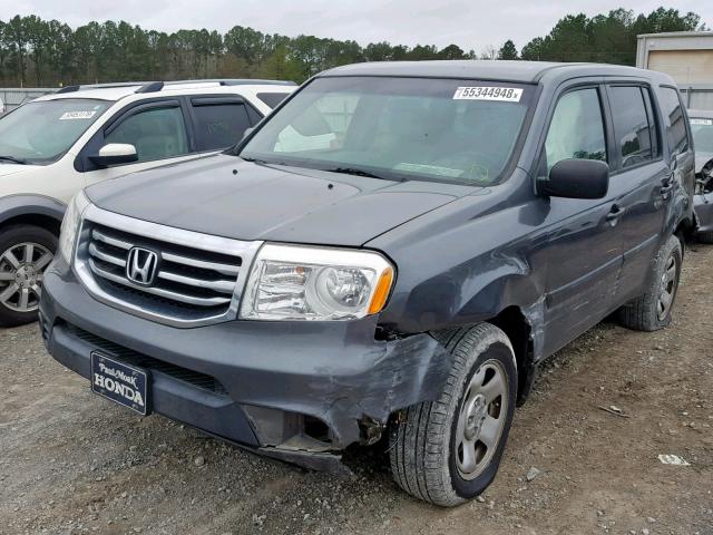 5FNYF3H24CB041634 - 2012 HONDA PILOT LX GRAY photo 2