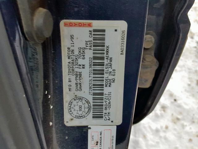 JT2BC53L7T0138022 - 1996 TOYOTA TERCEL DX BLUE photo 10