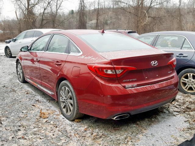 5NPE34AF1FH045726 - 2015 HYUNDAI SONATA SPO RED photo 3