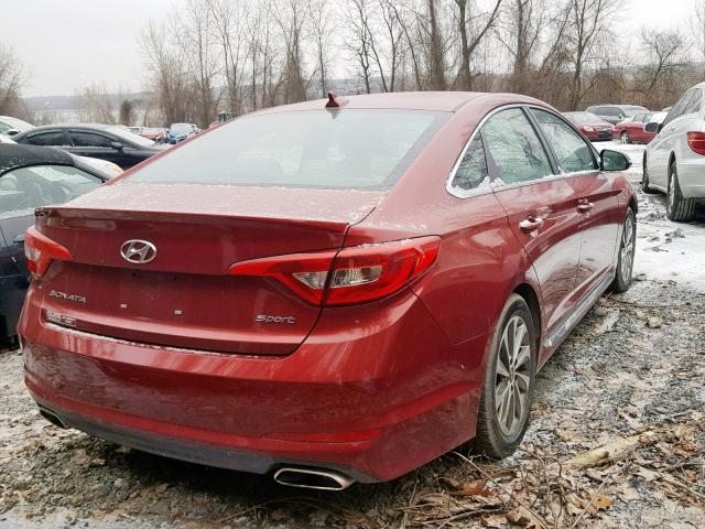 5NPE34AF1FH045726 - 2015 HYUNDAI SONATA SPO RED photo 4