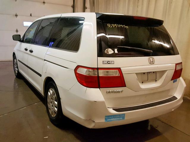 5FNRL382X7B061437 - 2007 HONDA ODYSSEY LX WHITE photo 3