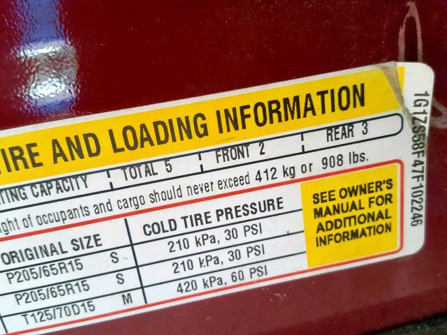 1G1ZS58F47F102246 - 2007 CHEVROLET MALIBU LS RED photo 10