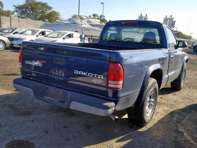 1D7FL16K24S701607 - 2004 DODGE DAKOTA SXT BLUE photo 4