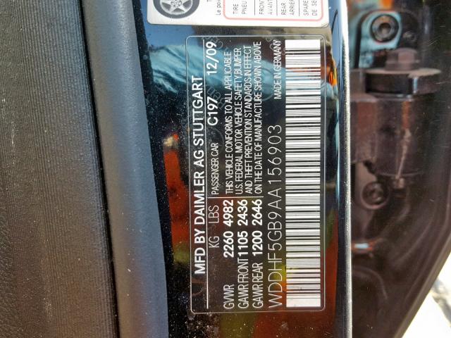 WDDHF5GB9AA156903 - 2010 MERCEDES-BENZ E 350 BLACK photo 10