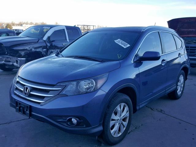 2HKRM4H77DH608207 - 2013 HONDA CR-V EXL BLUE photo 2