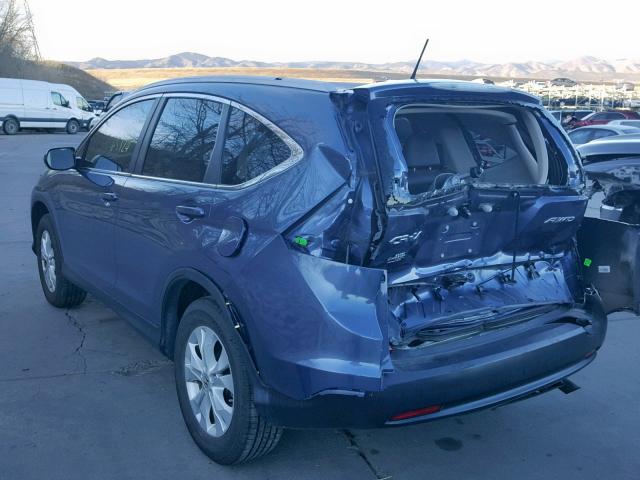 2HKRM4H77DH608207 - 2013 HONDA CR-V EXL BLUE photo 3