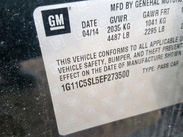 1G11C5SL5EF273500 - 2014 CHEVROLET MALIBU 1LT 灰色 照片 10