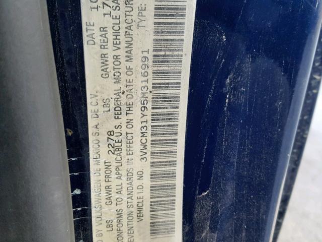 3VWCM31Y95M316991 - 2005 VOLKSWAGEN NEW BEETLE Mavi foto 10