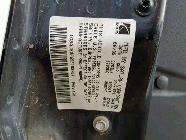 1G8AJ52F65Z182784 - 2005 SATURN ION LEVEL WHITE photo 10
