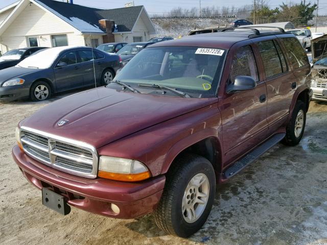 1B4HS48N02F218425 - 2002 DODGE DURANGO SL RED photo 2