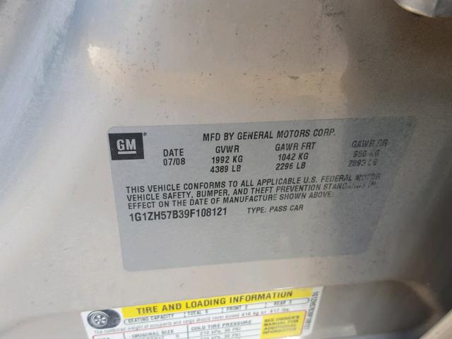 1G1ZH57B39F108121 - 2009 CHEVROLET MALIBU 1LT 金色 照片 10